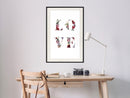Poster - Floral Love  - zwart passepartout