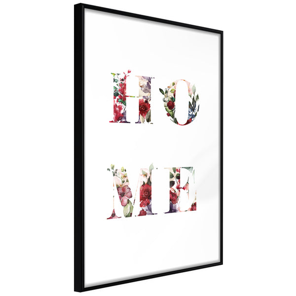 Poster - Floral Home  - zwart
