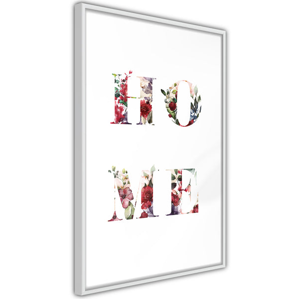 Poster - Floral Home  - wit