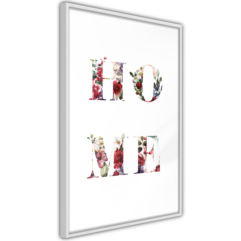 Poster - Floral Home  - wit