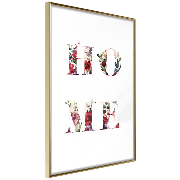 Poster - Floral Home  - goud