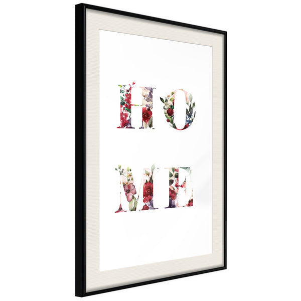 Poster - Floral Home  - zwart passepartout