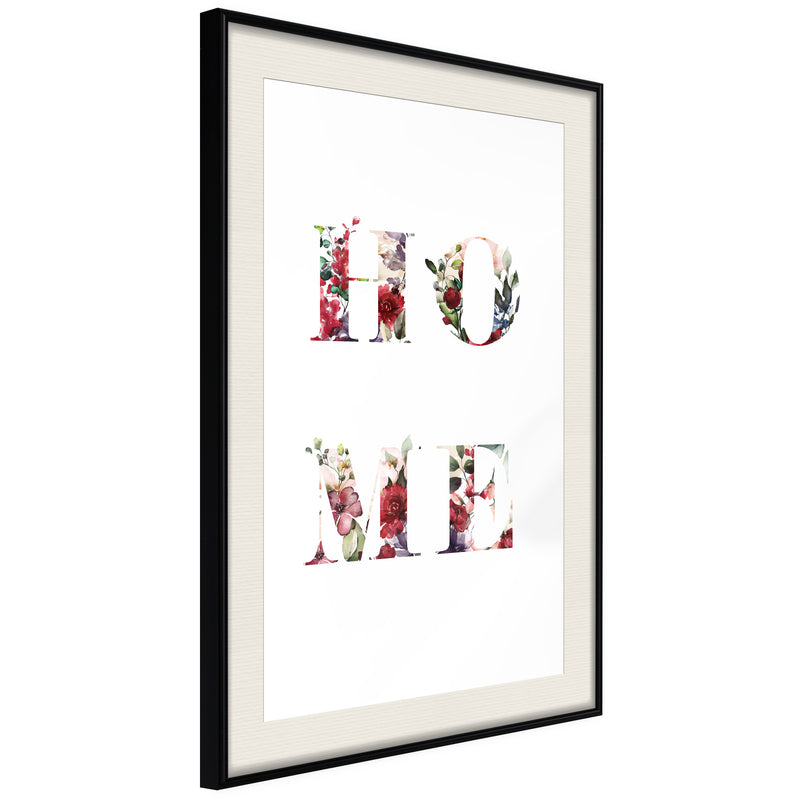 Poster - Floral Home  - zwart passepartout