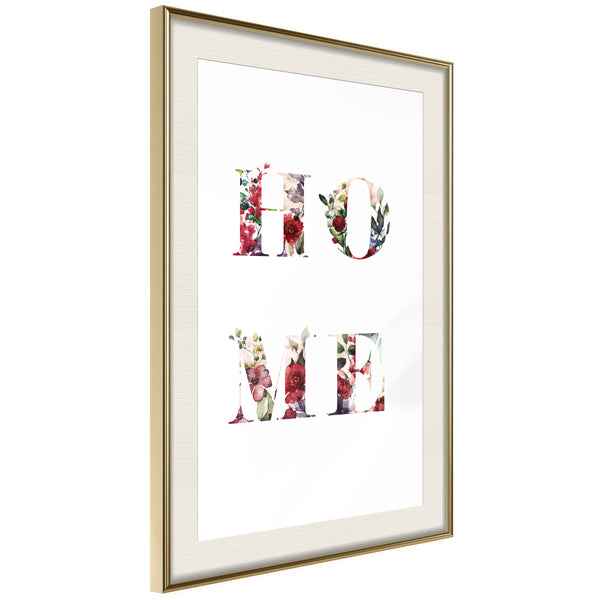 Poster - Floral Home  - goud passepartout
