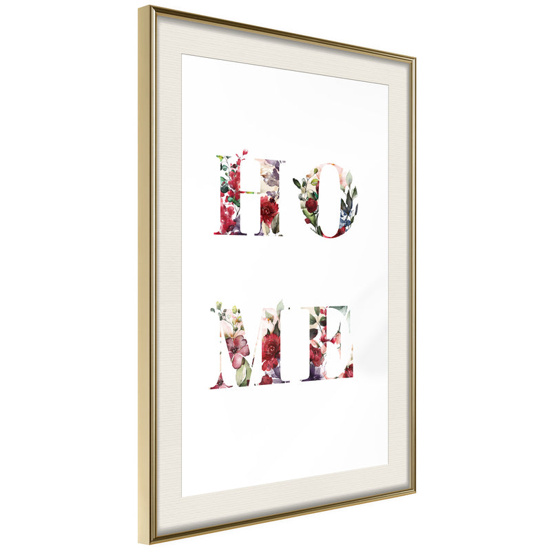 Poster - Floral Home  - goud passepartout