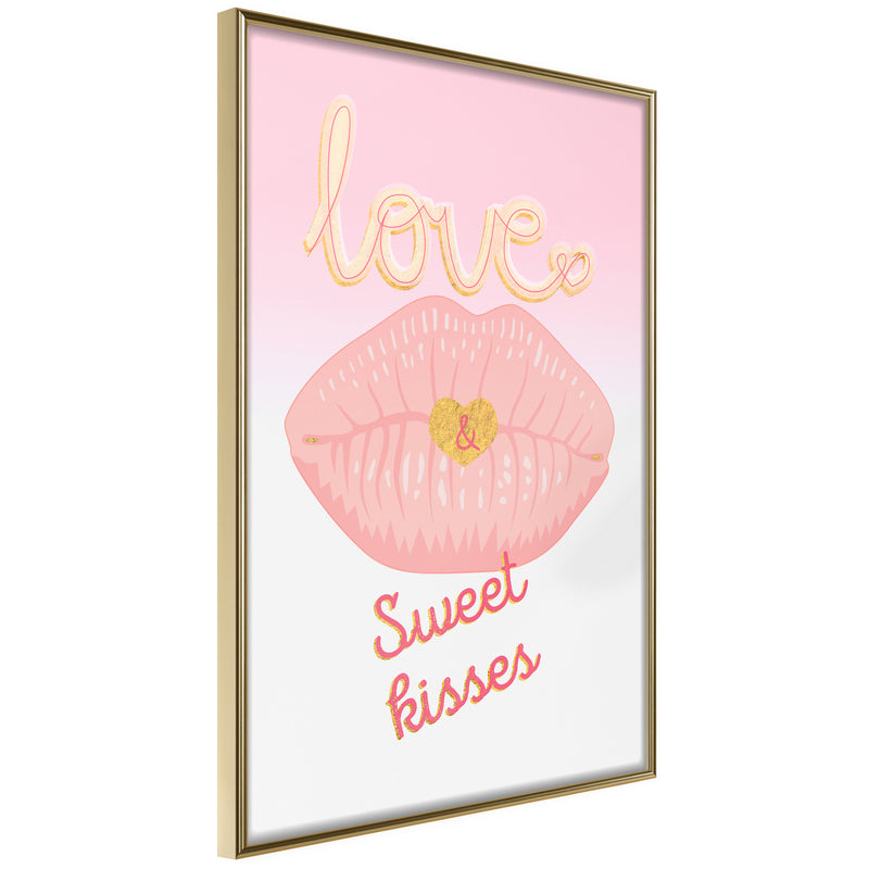Poster - Pink Kisses  - goud