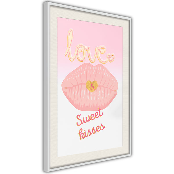 Poster - Pink Kisses  - wit passepartout