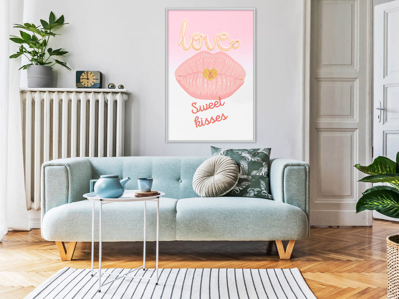 Poster - Pink Kisses  - wit