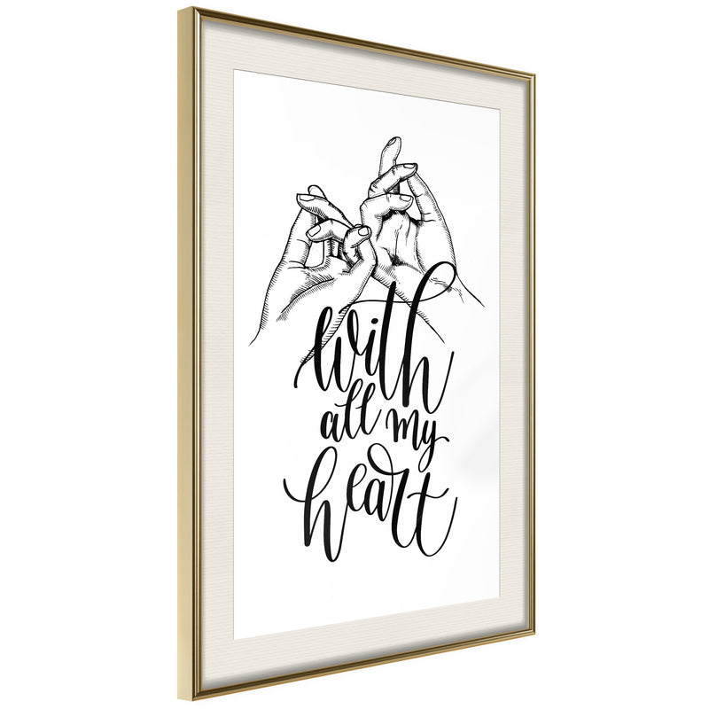 Poster - United With Love  - goud passepartout