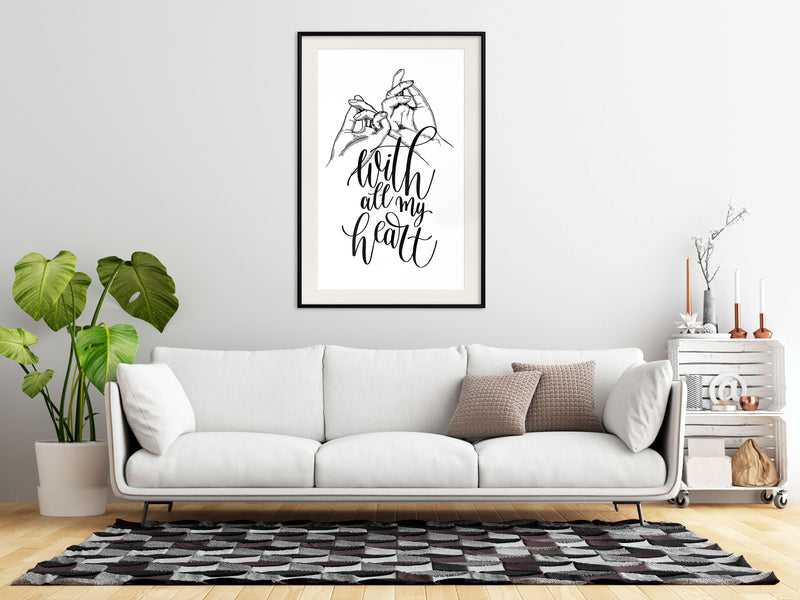 Poster - United With Love  - zwart passepartout