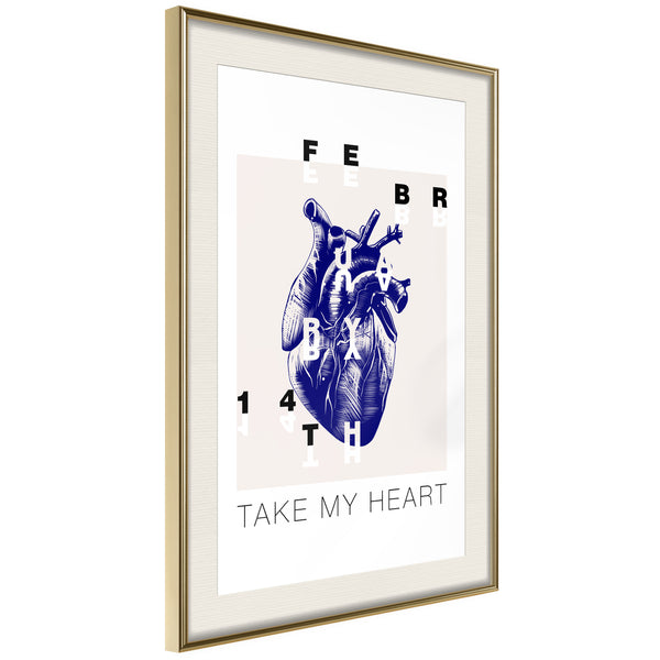 Poster - Valentine's Day  - goud passepartout