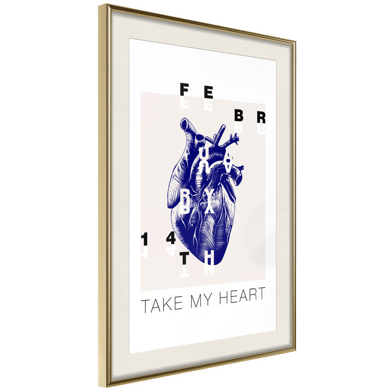 Poster - Valentine's Day  - goud passepartout