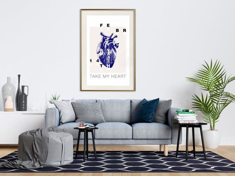 Poster - Valentine's Day  - goud passepartout