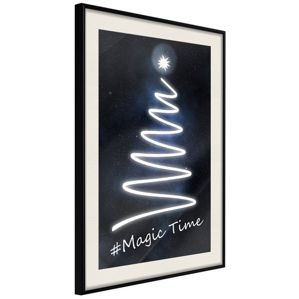 Poster - Bright Christmas Tree  - zwart passepartout