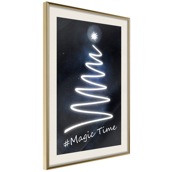 Poster - Bright Christmas Tree  - goud passepartout