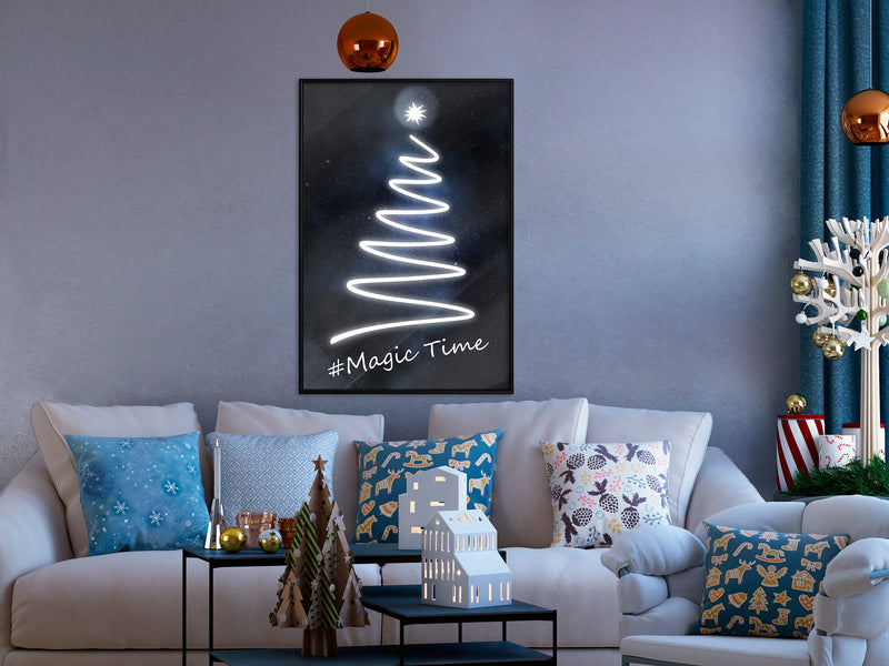 Poster - Bright Christmas Tree  - zwart