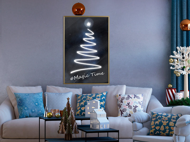 Poster - Bright Christmas Tree  - goud