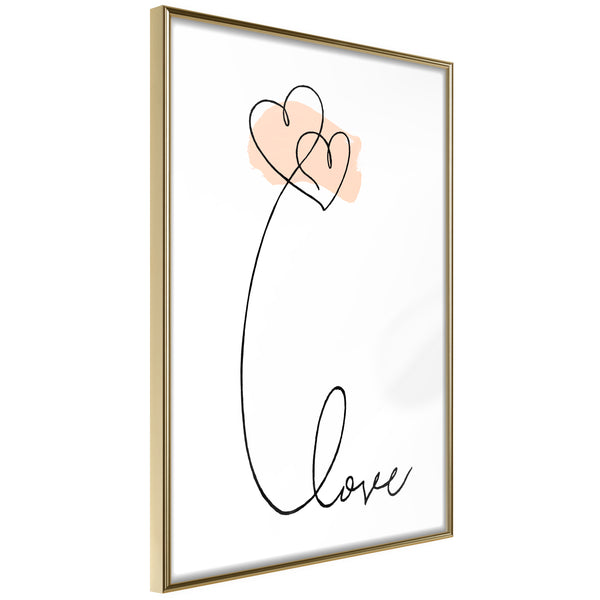 Poster - Love Balloon  - goud