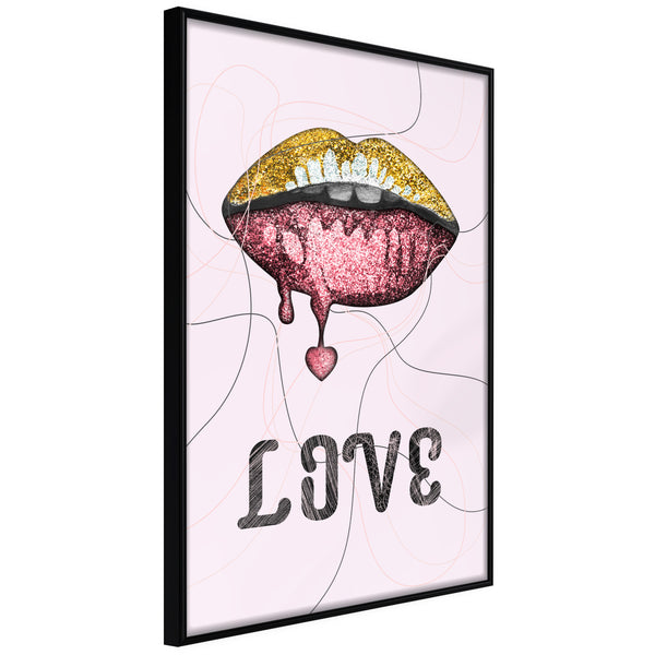 Poster - Lip Gloss and Love  - zwart