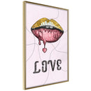 Poster - Lip Gloss and Love  - goud