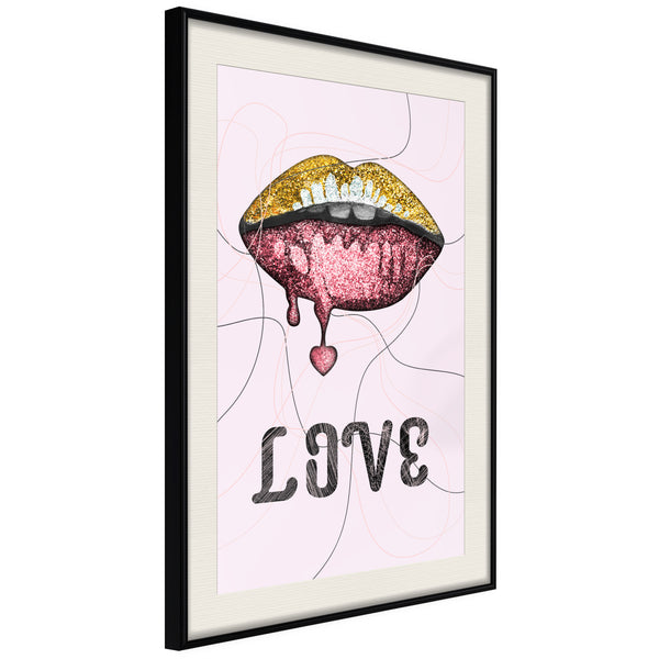 Poster - Lip Gloss and Love  - zwart passepartout