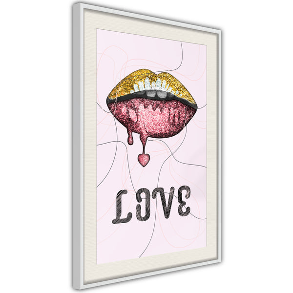Poster - Lip Gloss and Love  - wit passepartout
