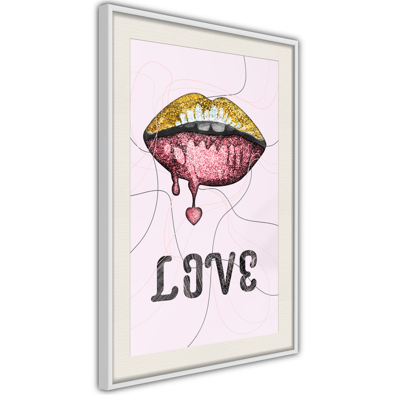 Poster - Lip Gloss and Love  - wit passepartout
