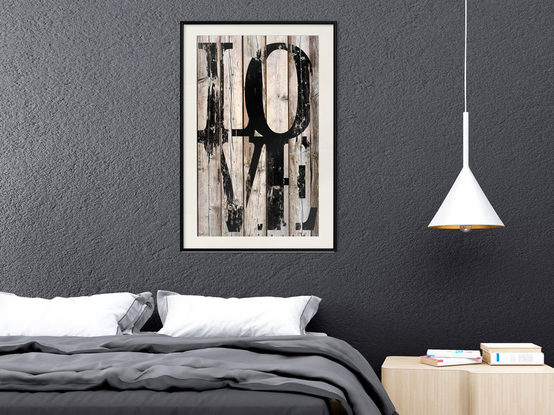 Poster - Vintage: Love  - zwart passepartout