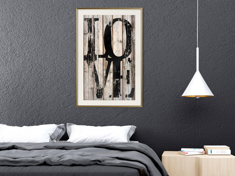 Poster - Vintage: Love  - goud passepartout