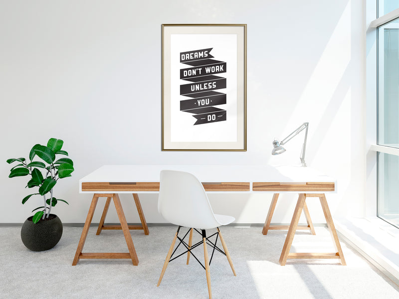 Poster - Dreams Don't Come True on Their Own II  - goud passepartout