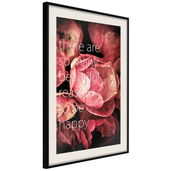 Poster - Many Reasons to Be Happy  - zwart passepartout