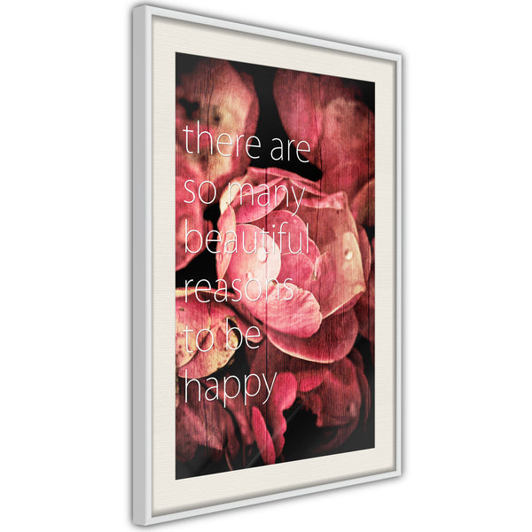 Poster - Many Reasons to Be Happy  - wit passepartout