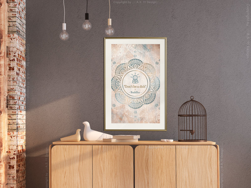 Poster - Buddha Is Right  - goud passepartout