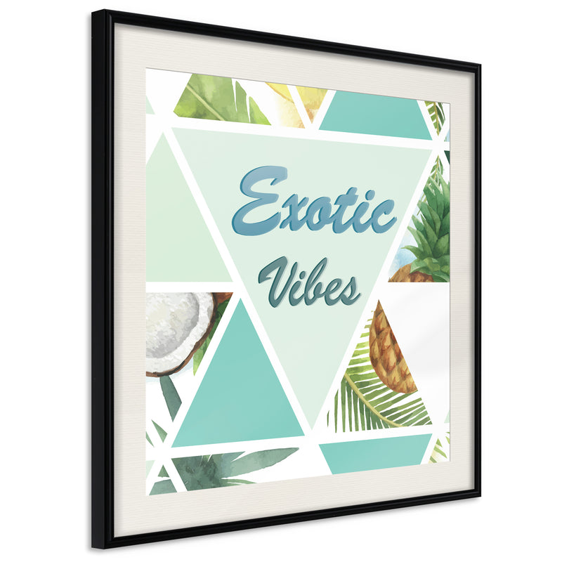 Poster - Tropical Mosaic (Square)  - zwart passepartout