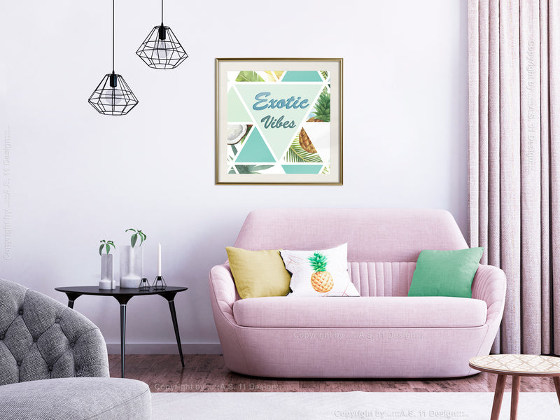 Poster - Tropical Mosaic (Square)  - goud passepartout