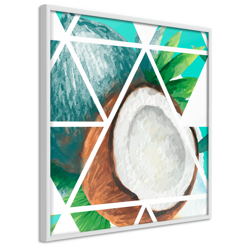 Poster - Tropical Mosaic with Coconut (Square)  - wit