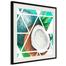 Poster - Tropical Mosaic with Coconut (Square)  - zwart passepartout