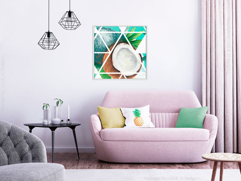 Poster - Tropical Mosaic with Coconut (Square)  - wit