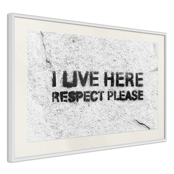 Poster - Respect  - wit passepartout