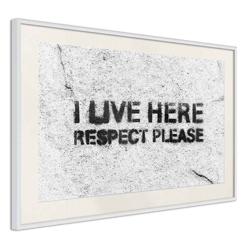 Poster - Respect  - wit passepartout
