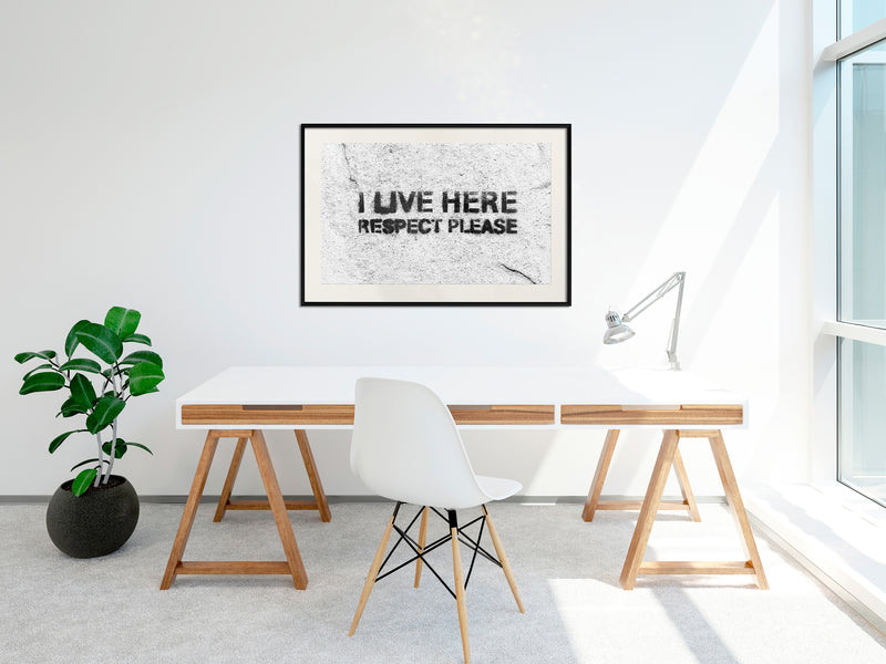 Poster - Respect  - zwart passepartout
