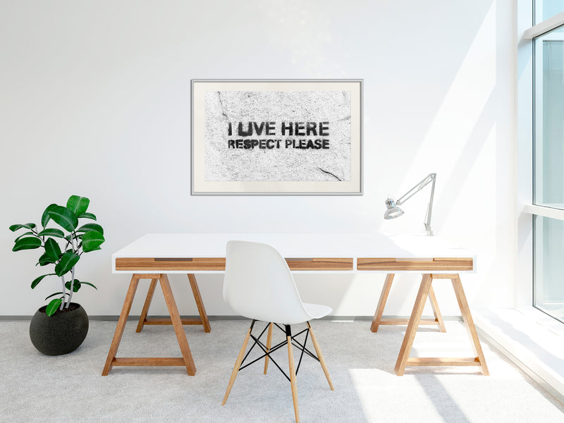 Poster - Respect  - wit passepartout