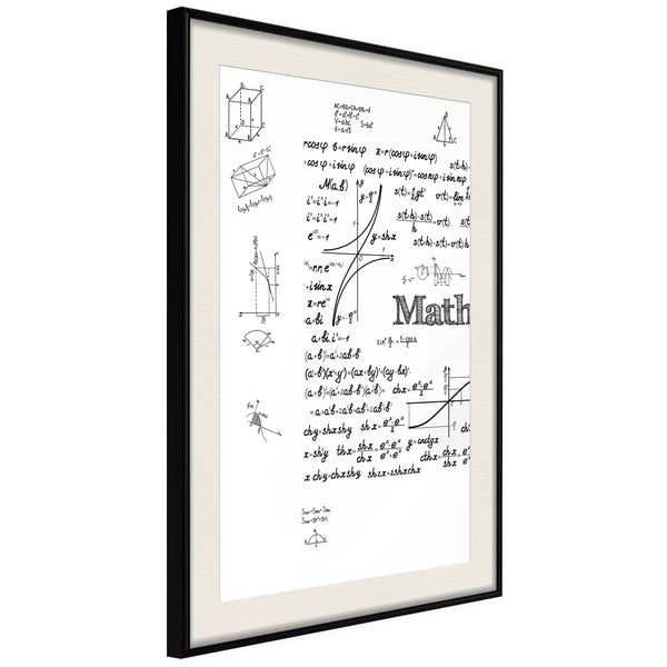 Poster - Math Formulas  - zwart passepartout