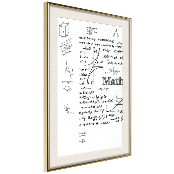 Poster - Math Formulas  - goud passepartout