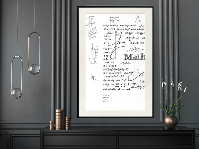 Poster - Math Formulas  - zwart passepartout
