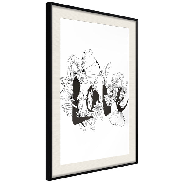 Poster - Blossoming Love  - zwart passepartout