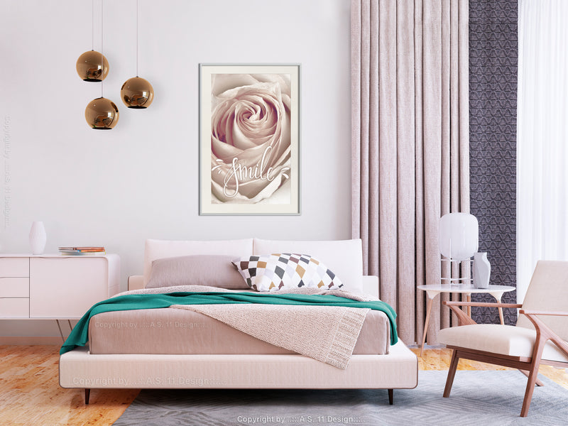 Poster - Rose with a Message   - wit passepartout
