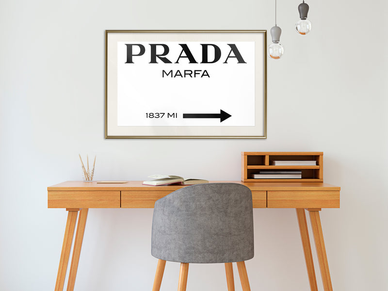 Poster - Prada (White)  - goud passepartout