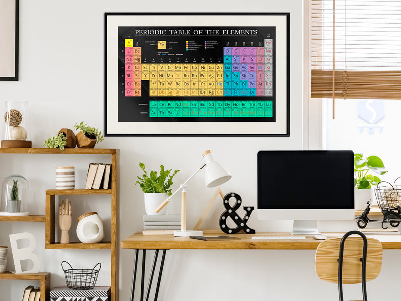 Poster - Periodic Table of the Elements  - zwart passepartout