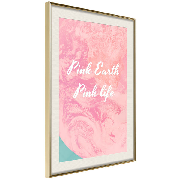 Poster - Pink Life  - goud passepartout